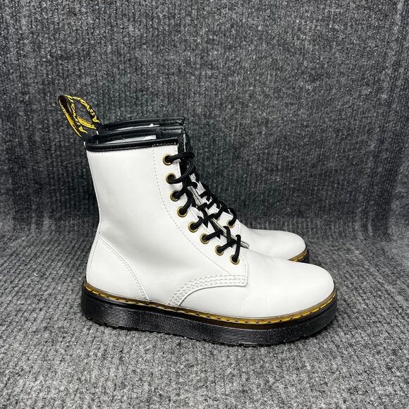 Dr. Martens Zavala 8-Eye Lace Up Boots White Patent Leather Women’s Size 6 US - Picture 1 of 8